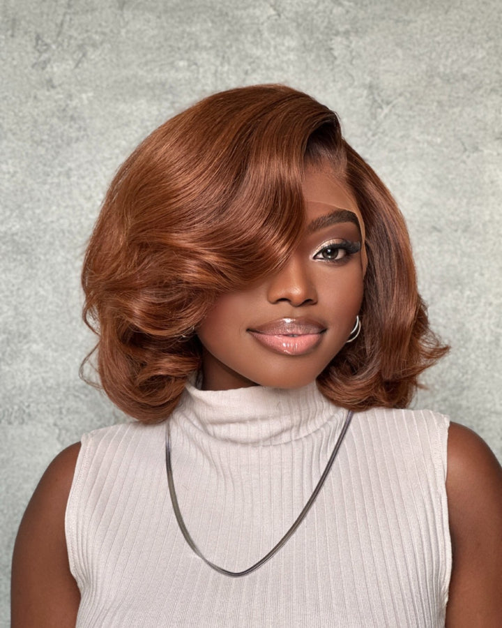 Brown Short Cut Layered Bob 13x4 Lace Front Wig