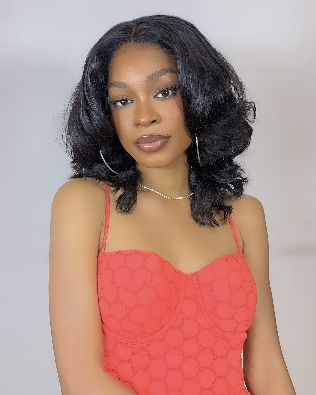 Wear & Go Layered Bouncy Wavy Bob 5x5 Pre Cut Lace Wig