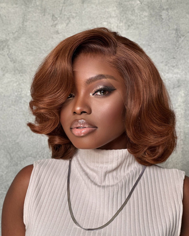 Brown Short Cut Layered Bob 13x4 Lace Front Wig