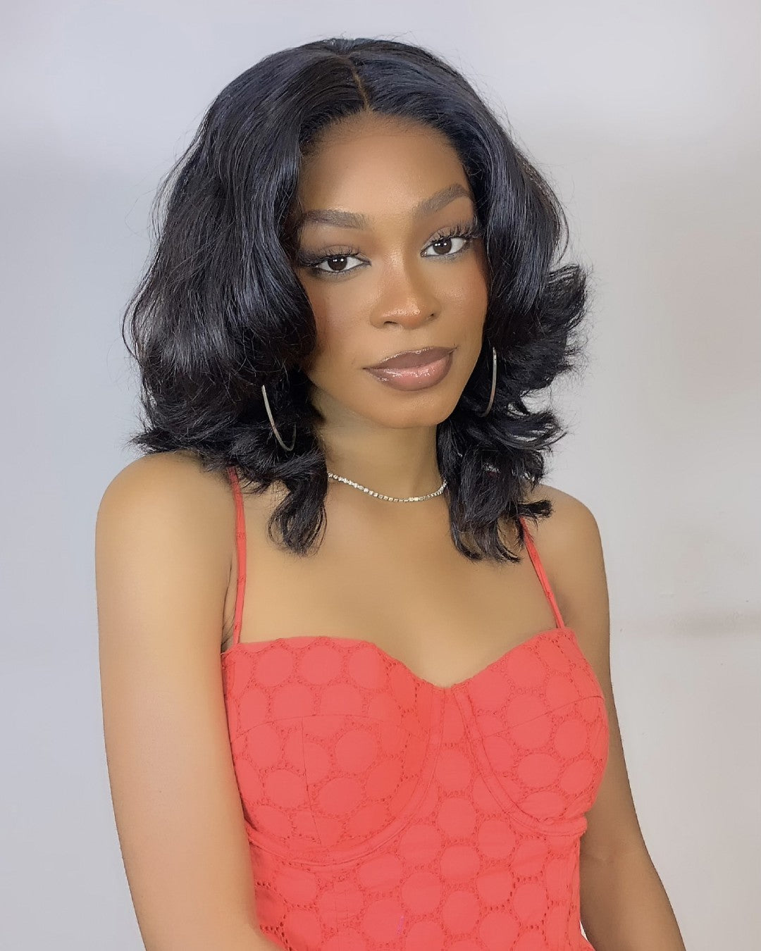 Wear & Go Layered Bouncy Wavy Bob 5x5 Pre Cut Lace Wig