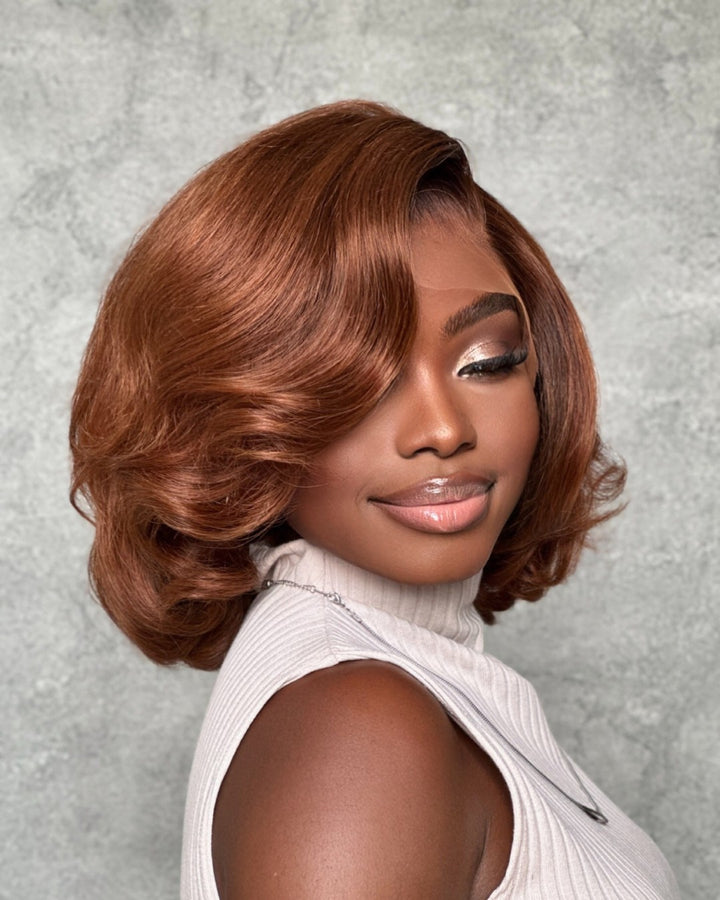 Brown Short Cut Layered Bob 13x4 Lace Front Wig