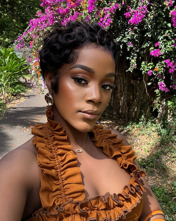 Finger Wave Short Pixie Lace Wig