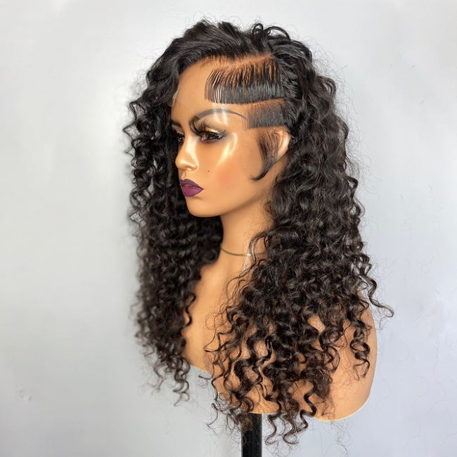 13x4 Lace Frontal Side Cut Deep Wave Wig