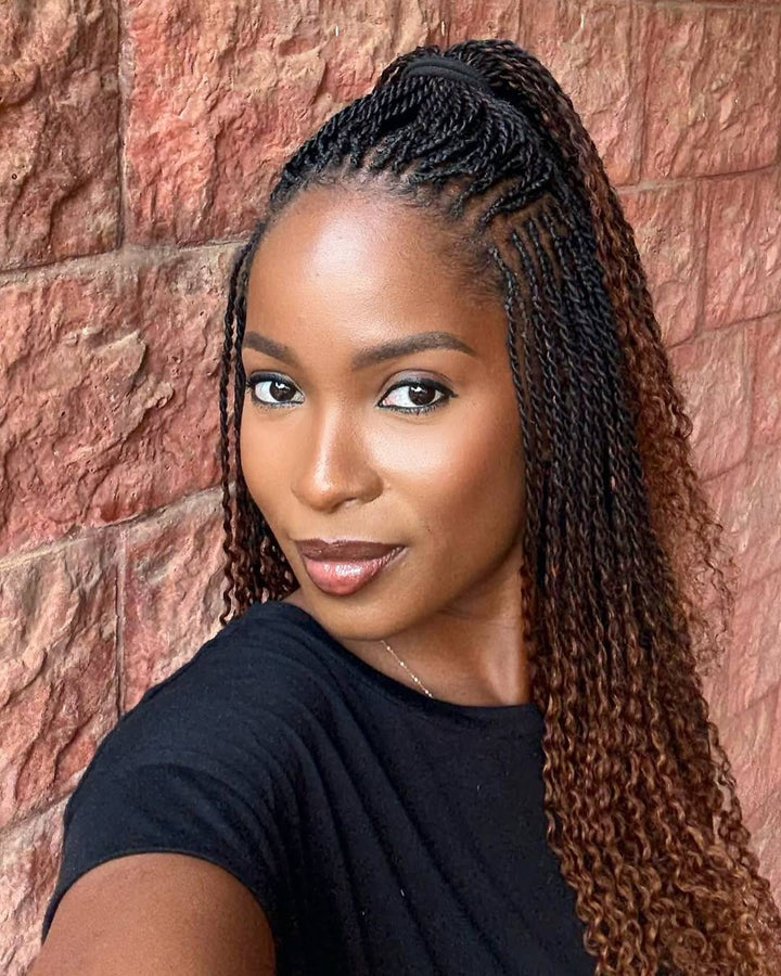 Ombre Honey Gold Full Lace island twists Knotless Braids Invisi Drawstring Wig