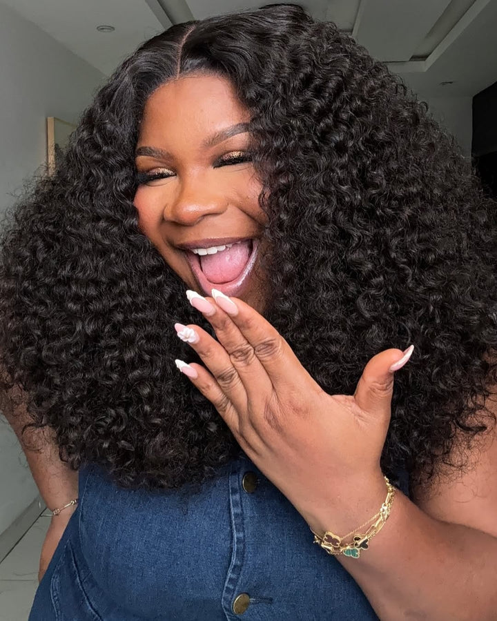 Fluffy Water Wave Glueless Curly 5x5 Lace Closure Wig