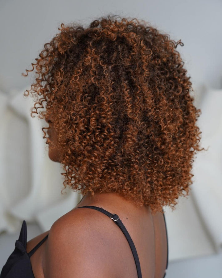 Ombre Brown Highlight African Curly Wig Human Hair