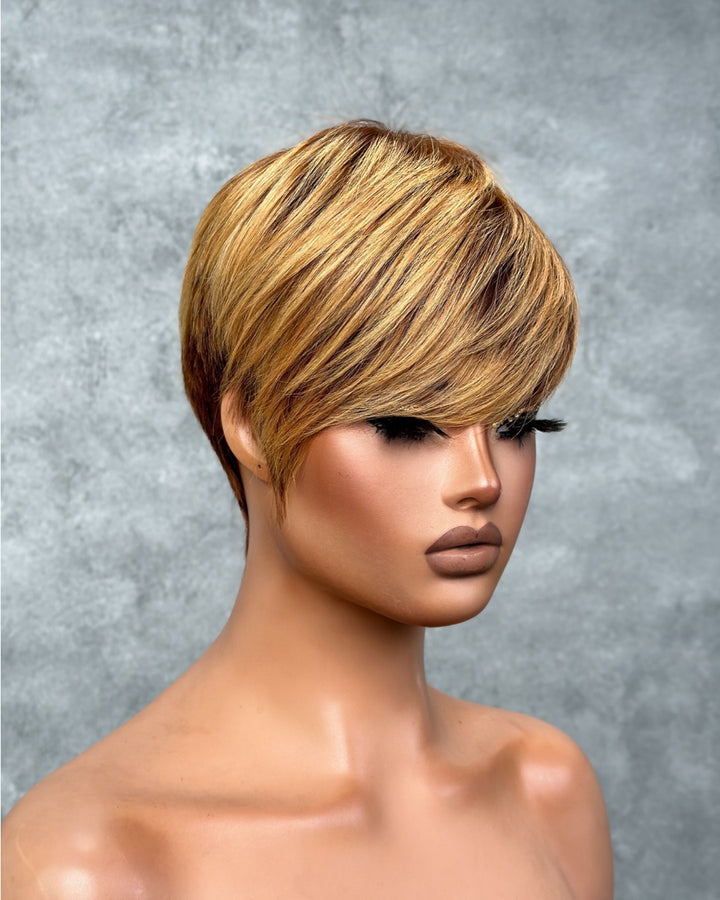 Put On & Go Layered Pixie Cut Human Hair Wig With Bangs