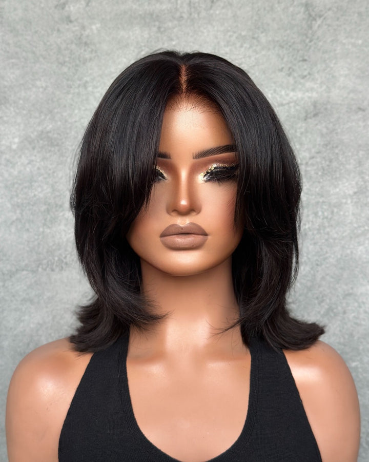 4x4 Lace Curtain Bang Undetectable Body Wave Wig