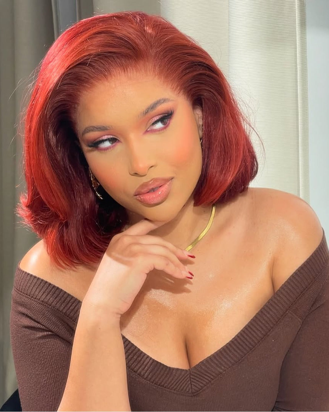 Red Ginger Color Layered 13x4 Lace Front Wig