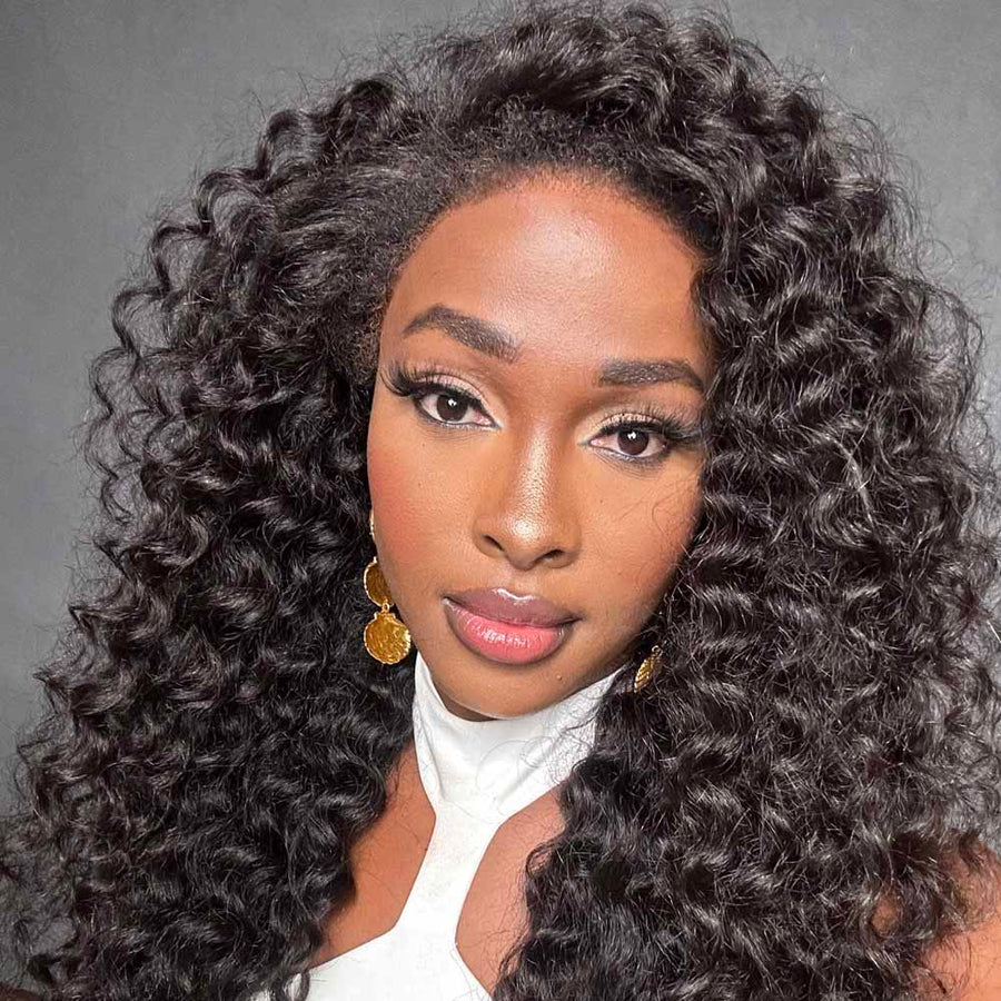 Fluffy Wand Curls With 4C Kinky Edges HD Lace Wig