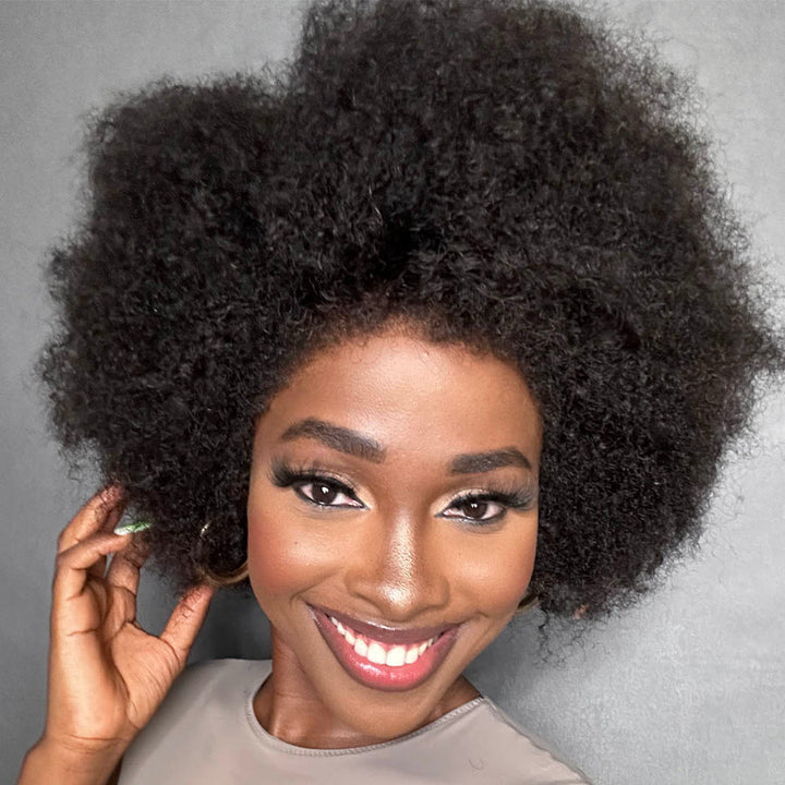 Afro Kinky Curly With Kinky Edges 13x4 HD Lace Front Bob Wig
