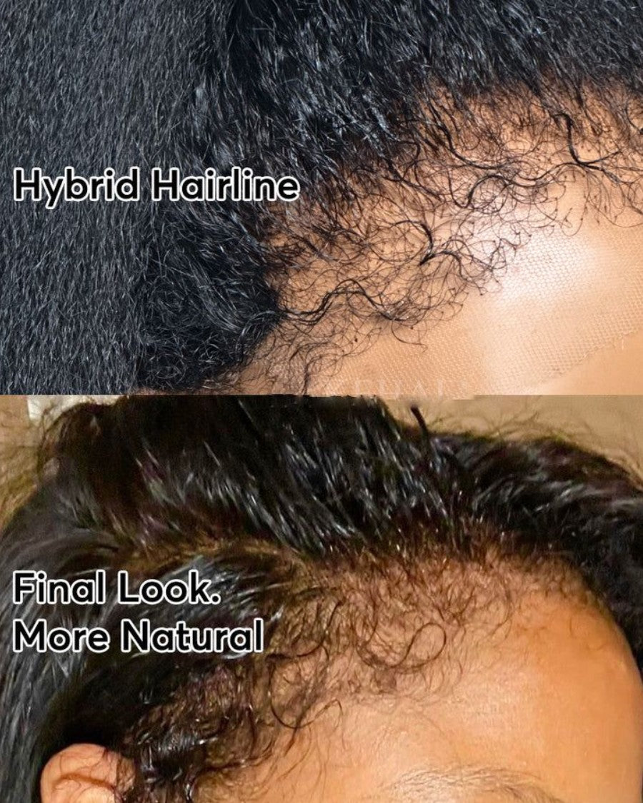 Glueless Hybrid Hairline With Kinky Straight 9x4 HD Lace Front Ventilated Wig