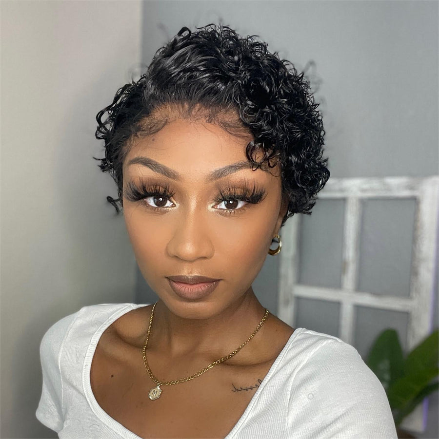 13x2 Lace Frontal Short Curly Pixie Cut Wig