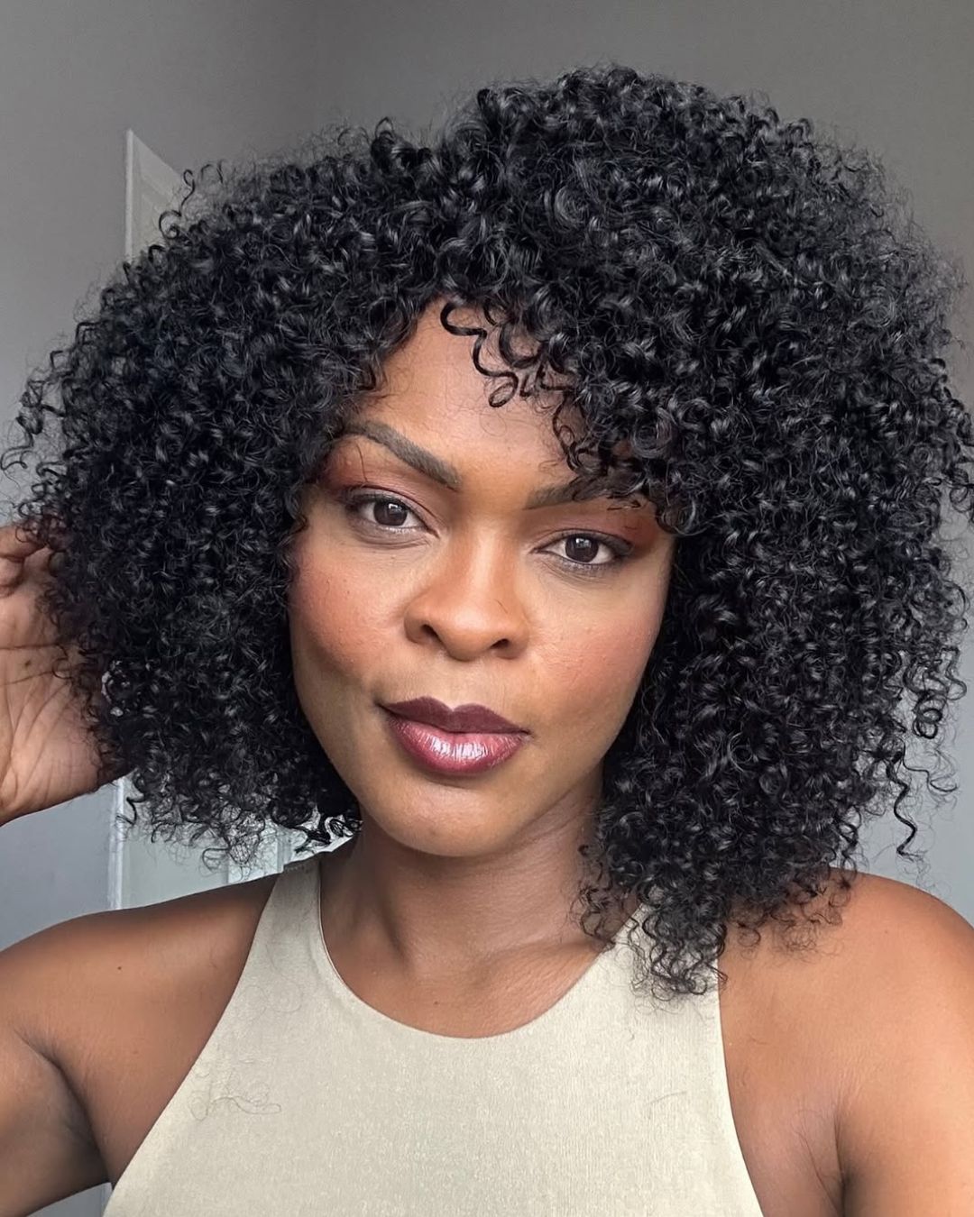 Natural Jerry Curly InvisiTop Bang Wig