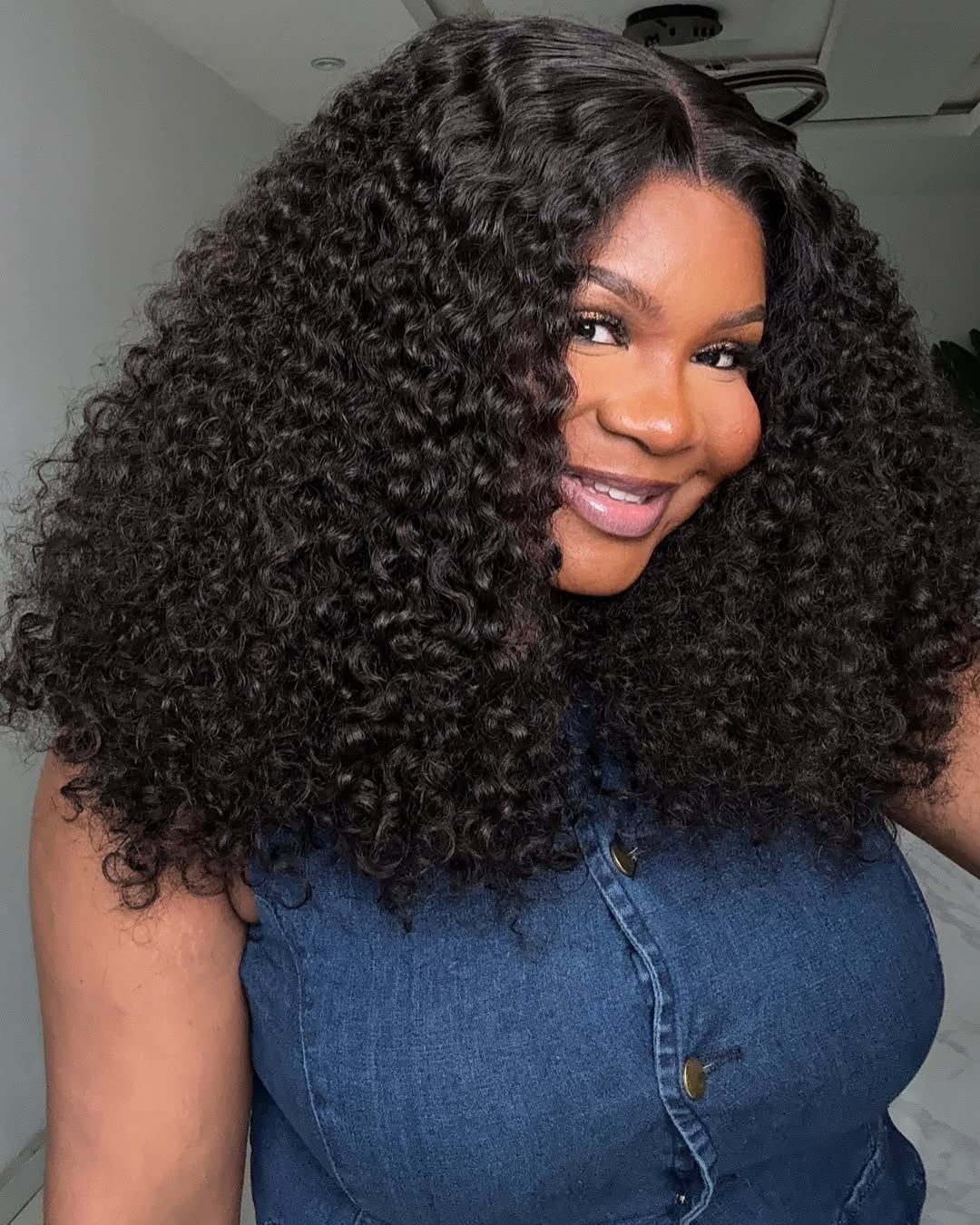 Fluffy Water Wave Glueless Curly 5x5 Lace Closure Wig