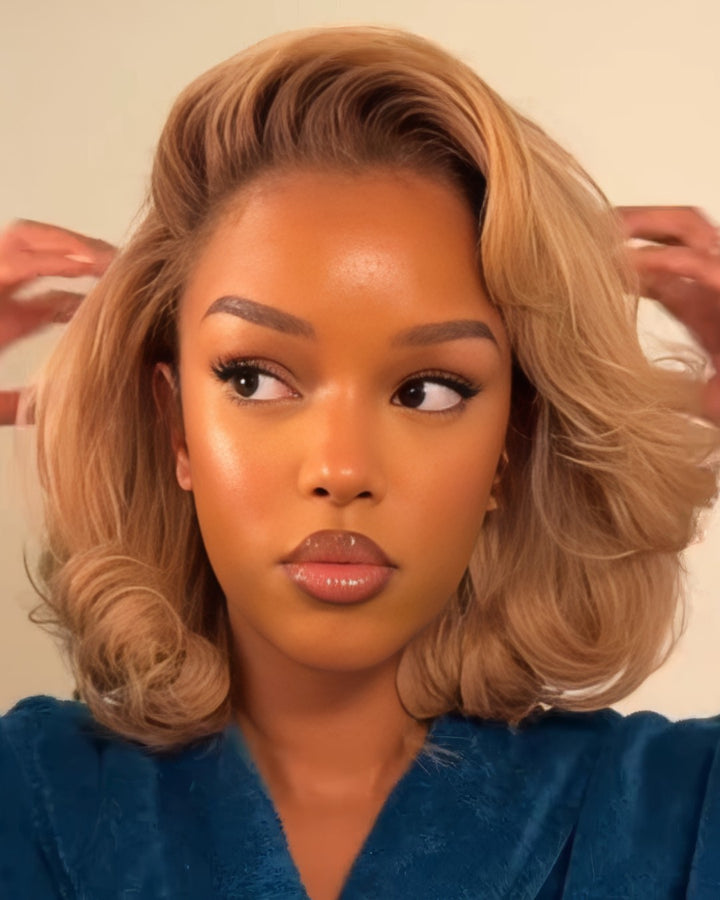 Ombre 613 Blonde Layered Cut Wave Bob 13x4 Lace Front Wig