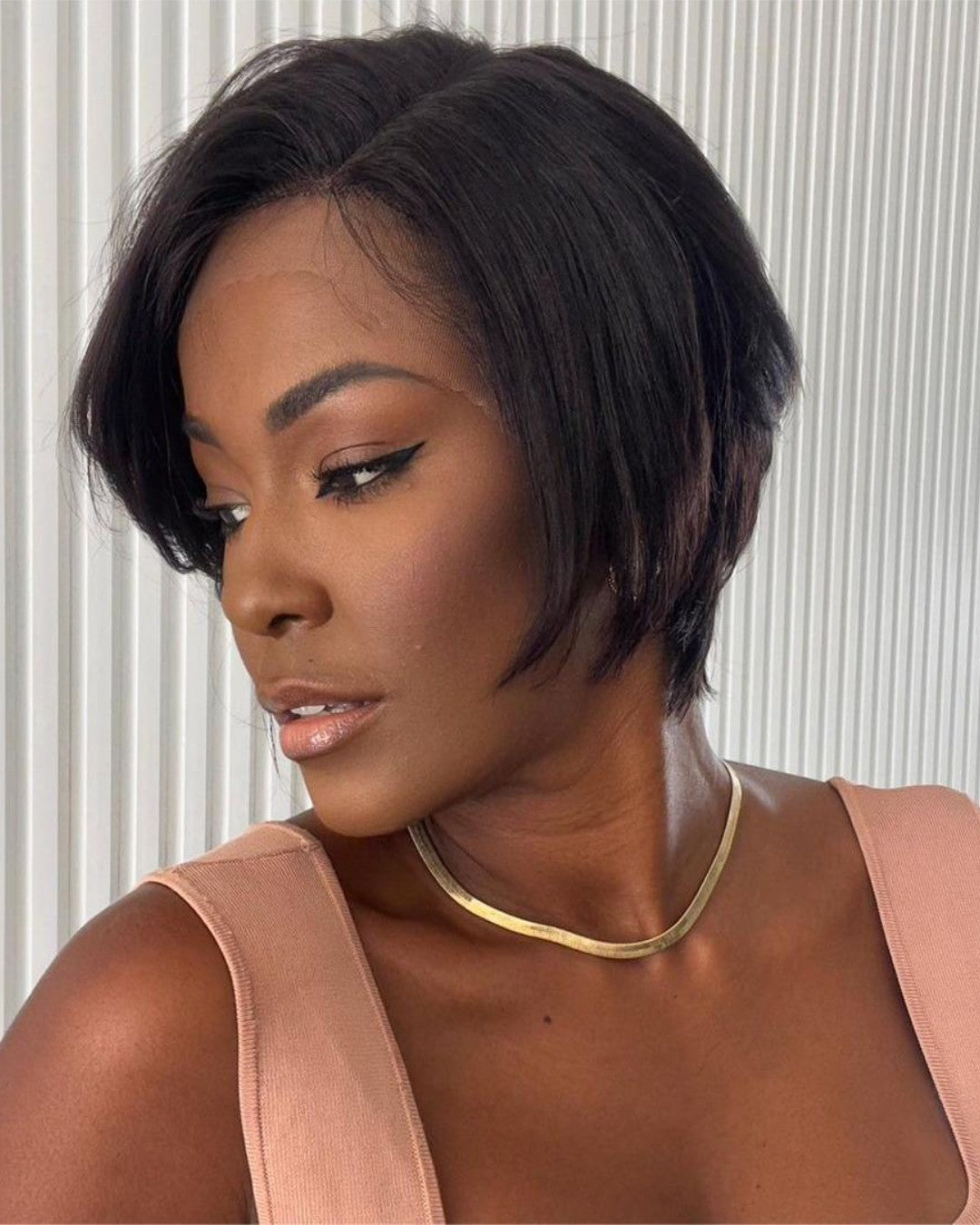 Short Hair Pixie Cut Style Side Long Bangs Wig