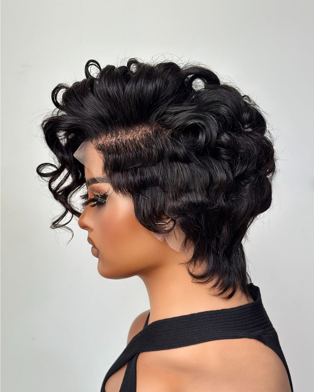 Full Lace Curly Finger Wave Short Glueless Wig