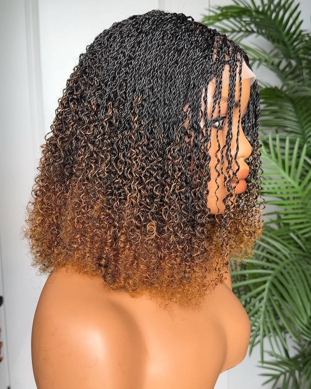 Ombre Honey Gold Full Lace island twists Knotless Braids Invisi Drawstring Wig