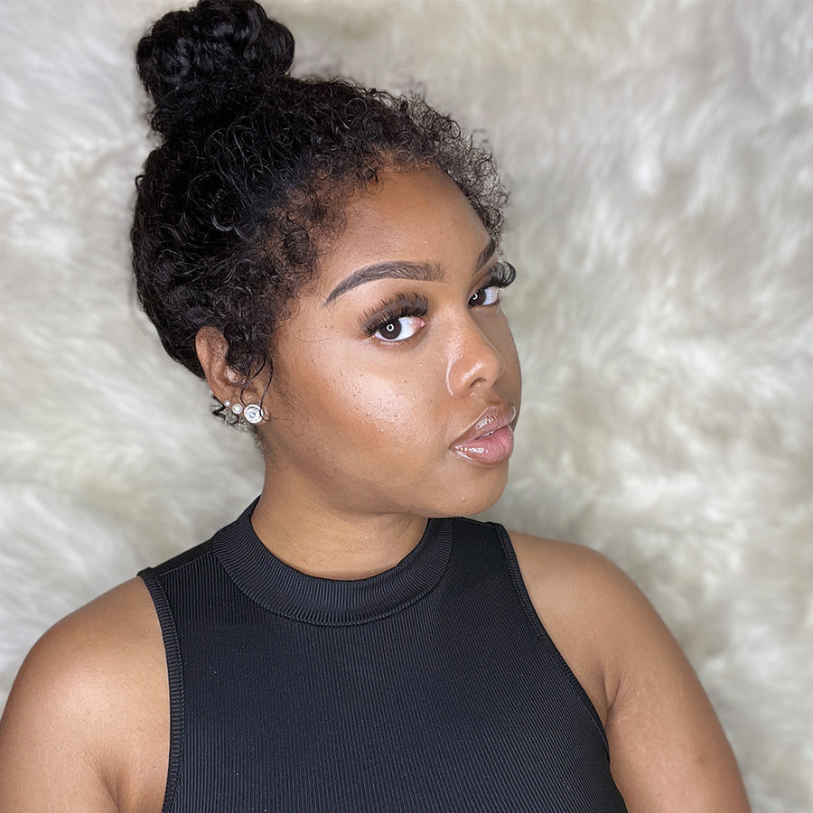 Frontal And Back Realistic Curly Edges 13x4 Lace Front Wig