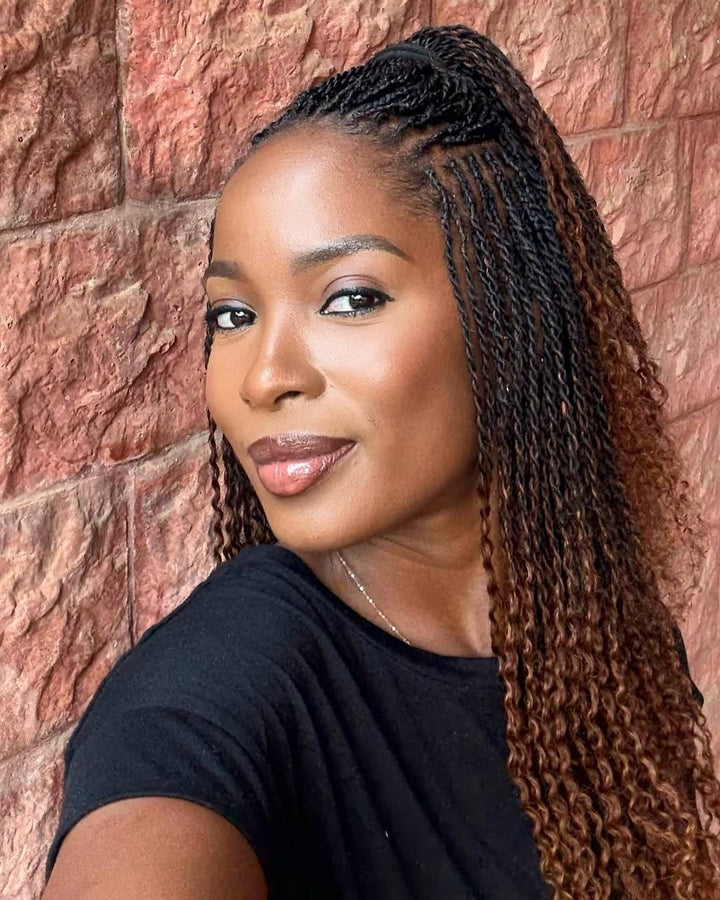 Ombre Honey Gold Full Lace island twists Knotless Braids Invisi Drawstring Wig