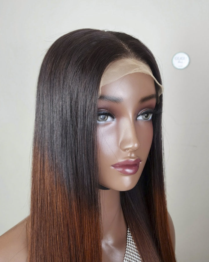 Straight Hair Ombre Brown 5x5 Lace Closure Wig
