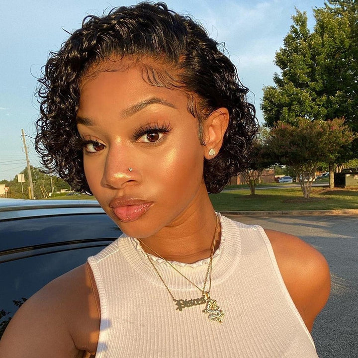 13x2 Lace Frontal Short Curly Pixie Cut Wig