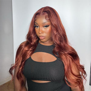 Reddish Brown Body Wave 13x4 Lace Frontal Wig