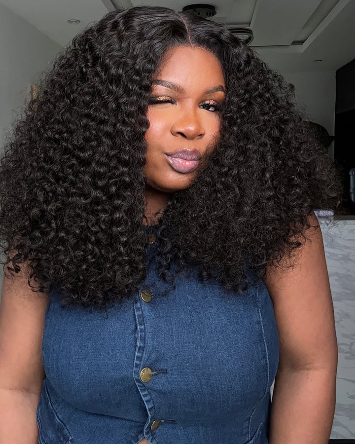 Fluffy Water Wave Glueless Curly 5x5 Lace Closure Wig