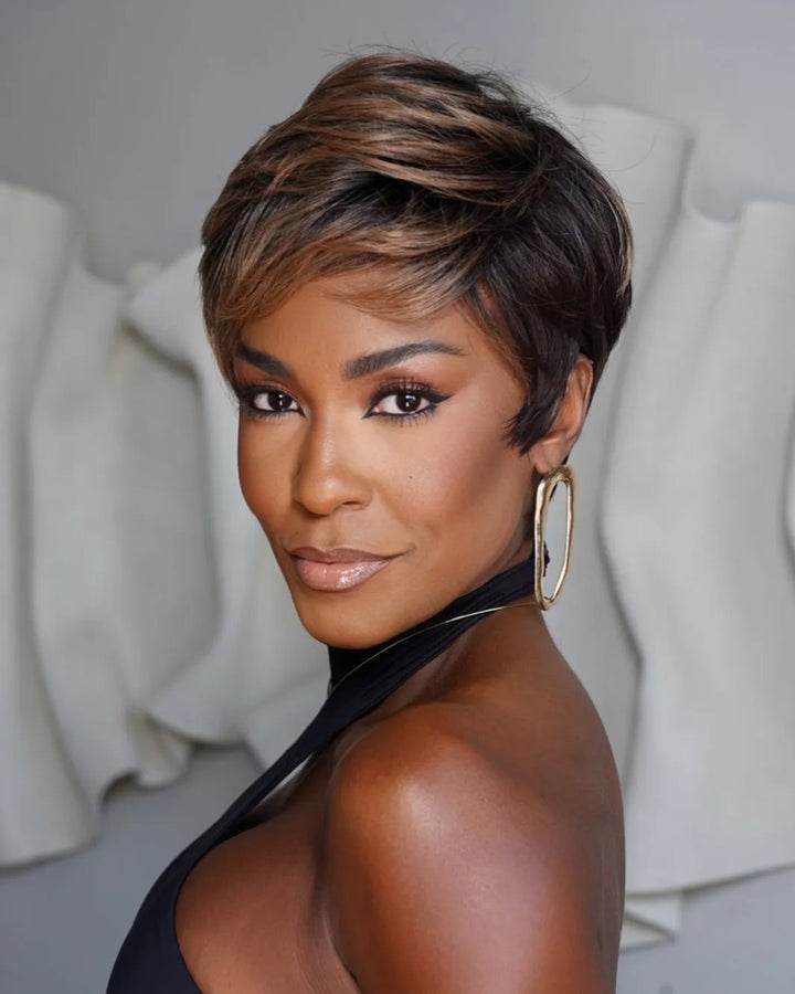 Wear & Go Dark Blonde Highlighted Pixie Short Wig