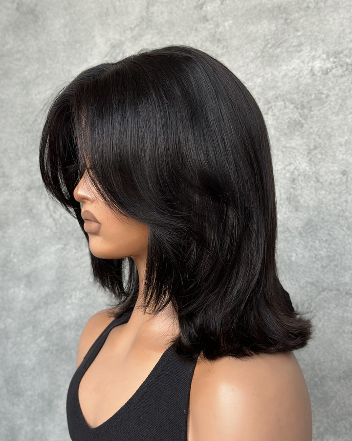 4x4 Lace Curtain Bang Undetectable Body Wave Wig