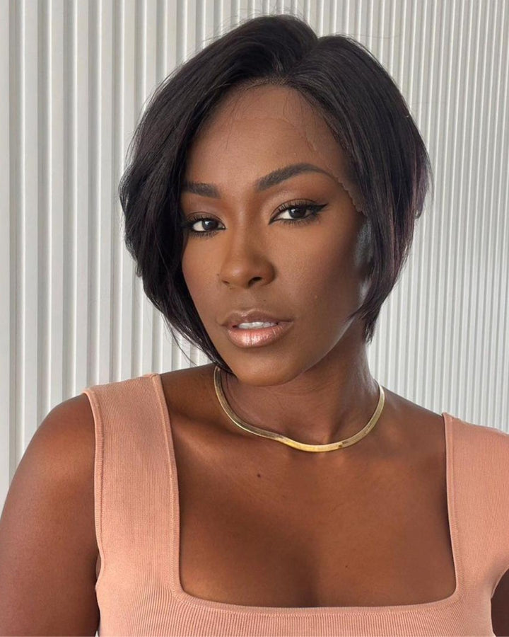 Short Hair Pixie Cut Style Side Long Bangs Wig