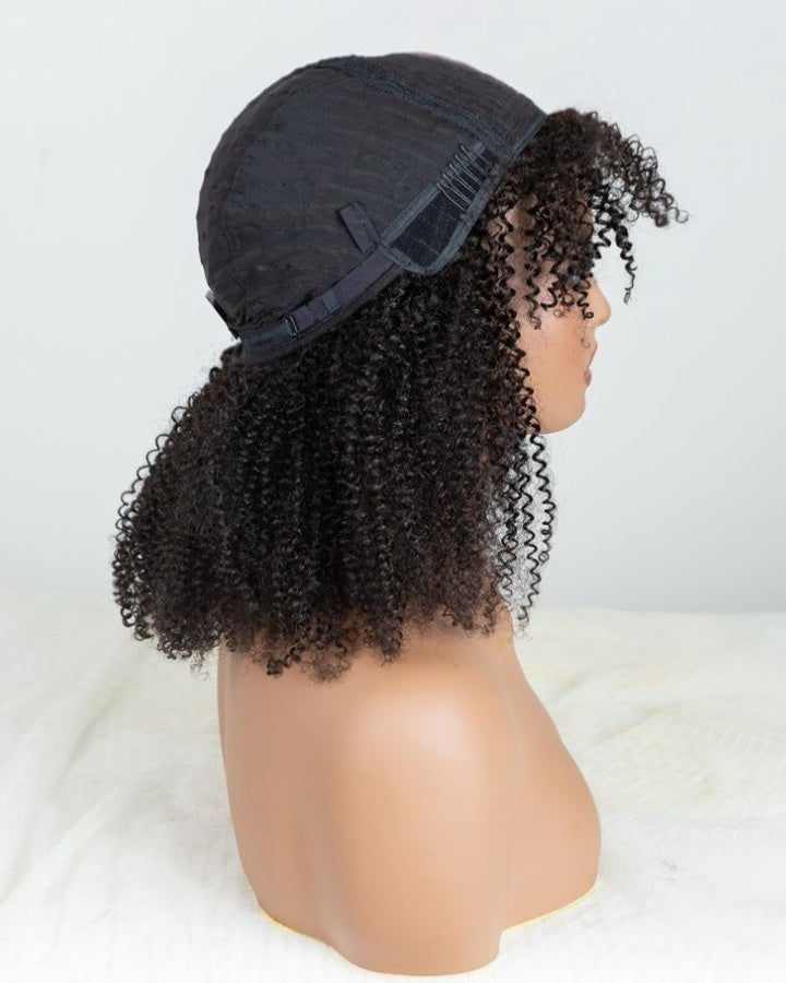 Natural Jerry Curly InvisiTop Bang Wig