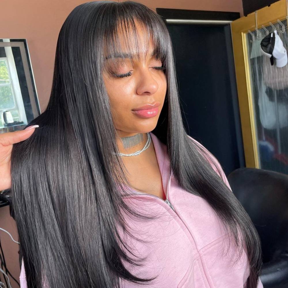 Lace frontal shop with bangs