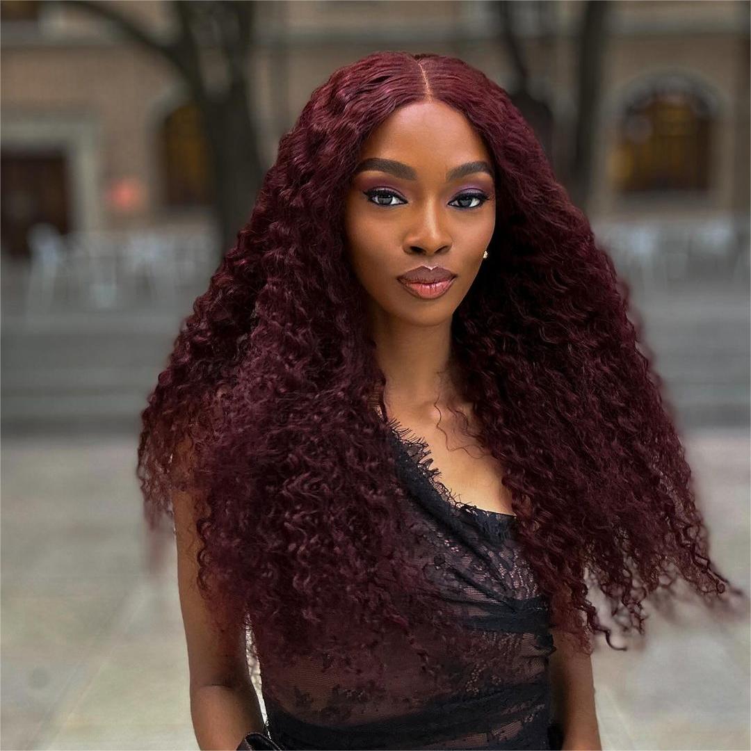 Burgundy Color Water Wave 5x5 Lace Closure Wig Instyle wig