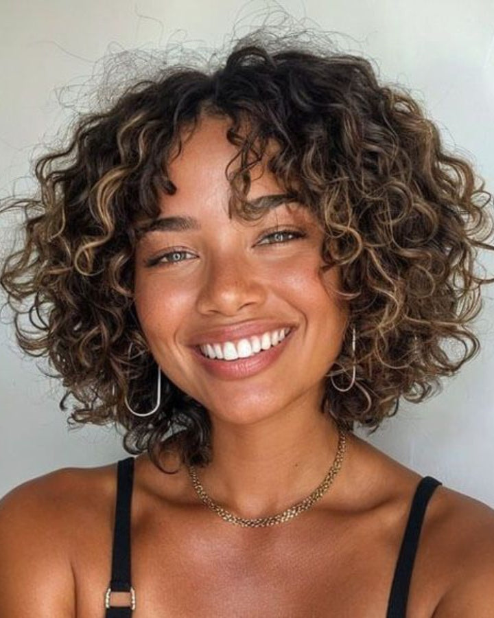 Put On & Go Short Blonde Highlights Curly Bob Wig
