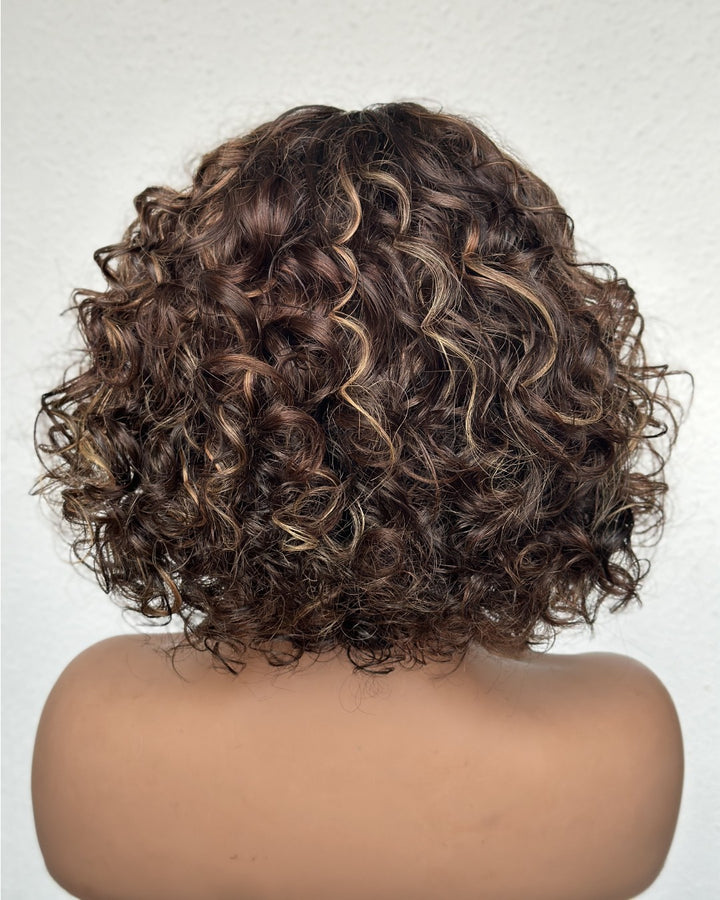 Put On & Go Short Blonde Highlights Curly Bob Wig