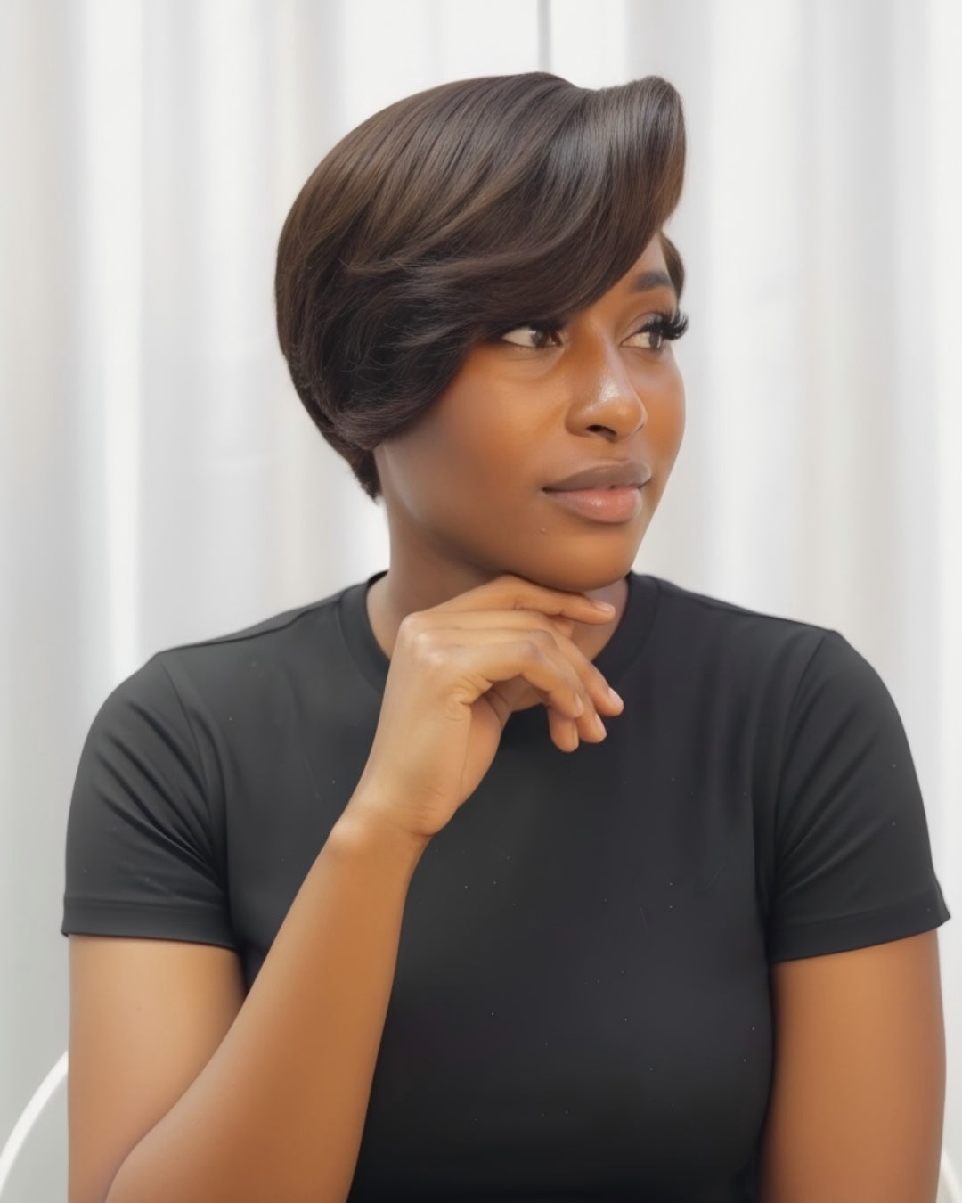 Long Bangs Short Pixie Cut 13x4 Lace Front Wig