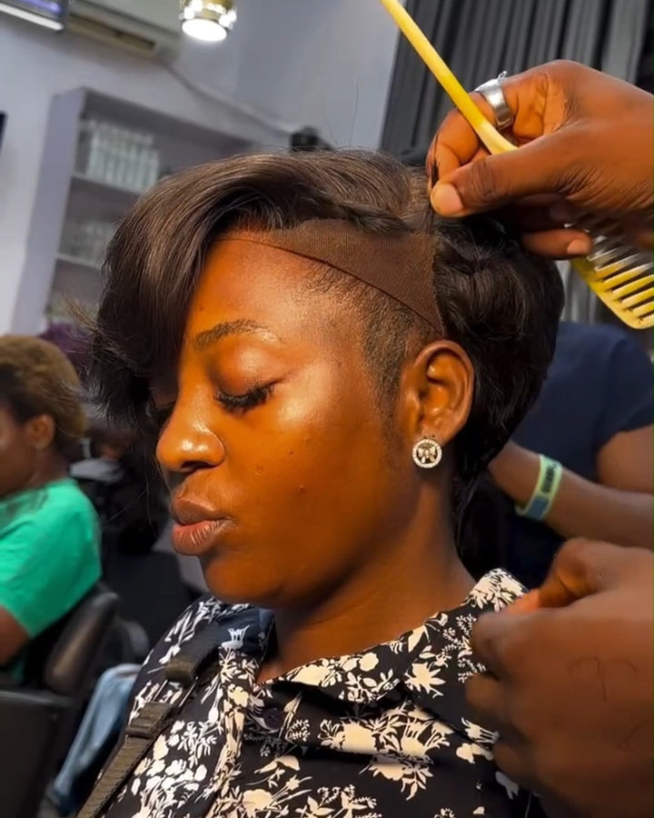 Long Bangs Short Pixie Cut 13x4 Lace Front Wig