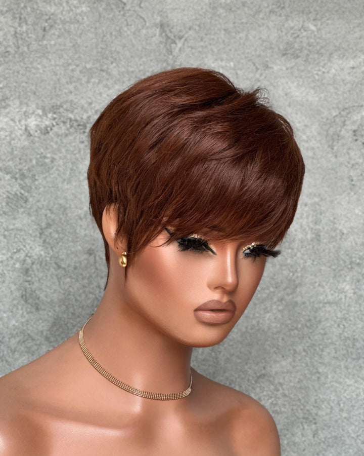 Put On & Go Layered Pixie Cut Human Hair Wig With Bangs