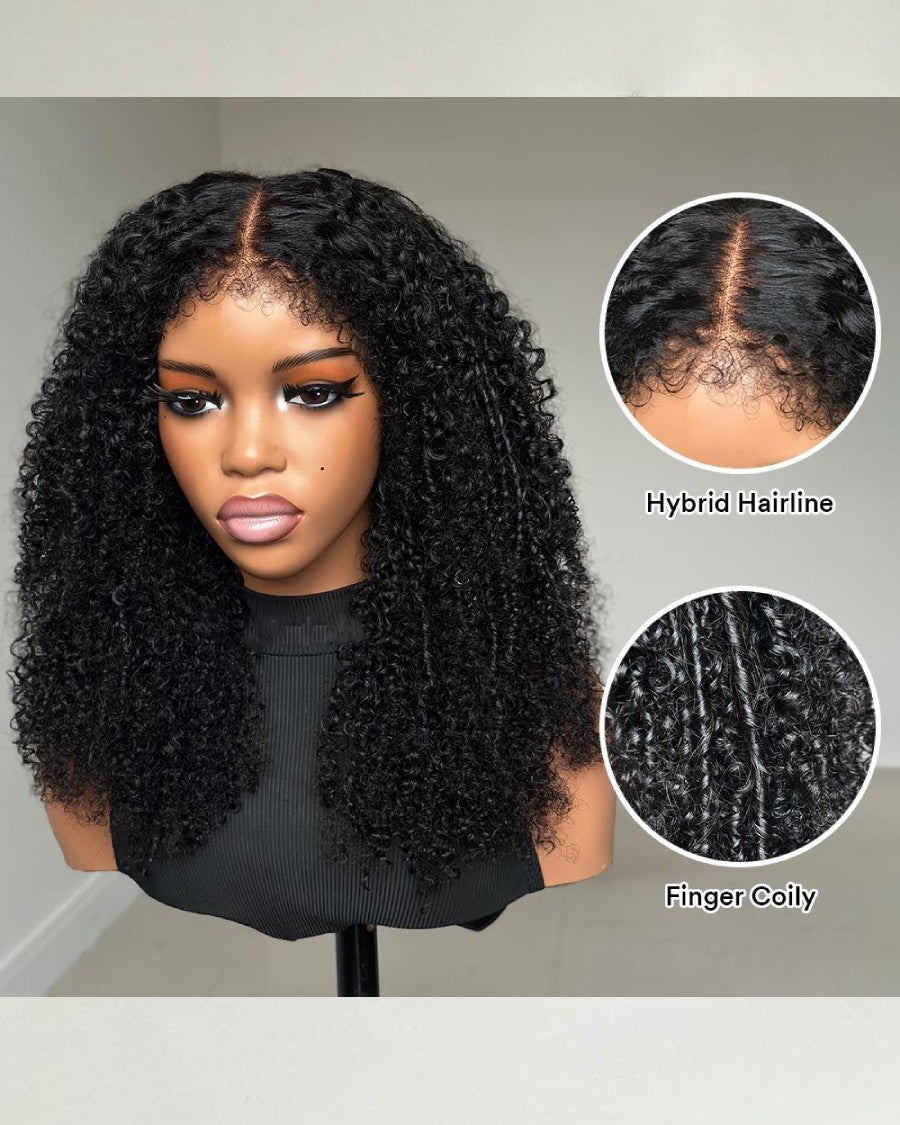 Hybrid Hairline Coily Curls 9x4 HD Lace Glueless Wig