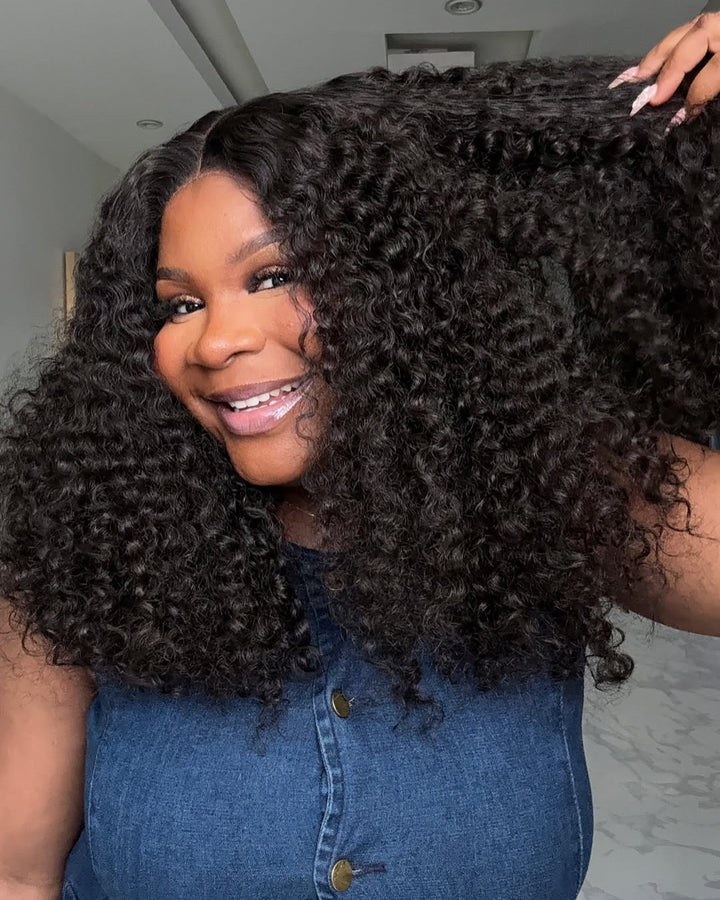 Fluffy Water Wave Glueless Curly 5x5 Lace Closure Wig
