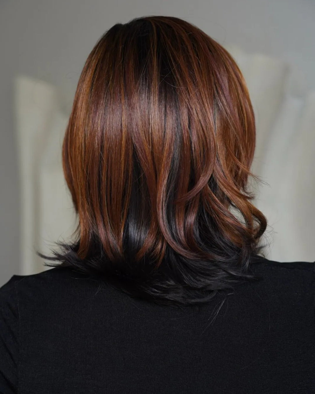 Dark Copper and Blonde Highlighted Layered Lace Front Wig