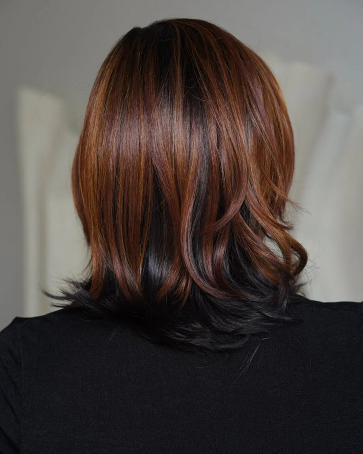 Dark Copper and Blonde Highlighted Layered Lace Front Wig