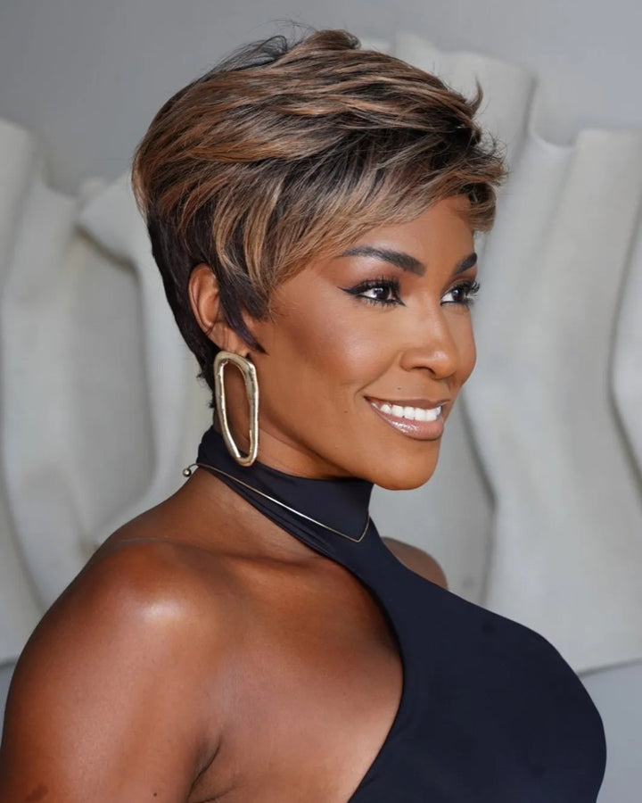 Wear & Go Dark Blonde Highlighted Pixie Short Wig