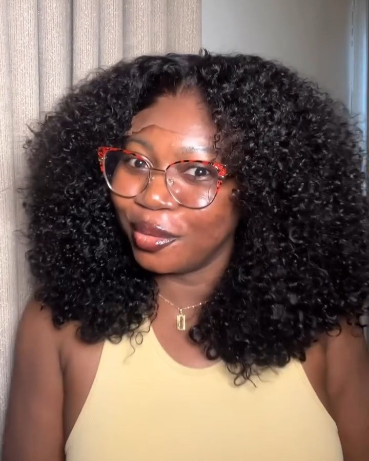 High Density Middle Part Curly 5x5 Lace Closure Human Hair Wig