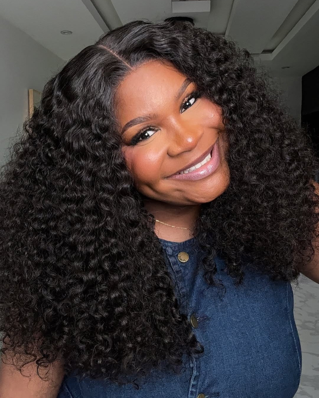 Fluffy Water Wave Glueless Curly 5x5 Lace Closure Wig