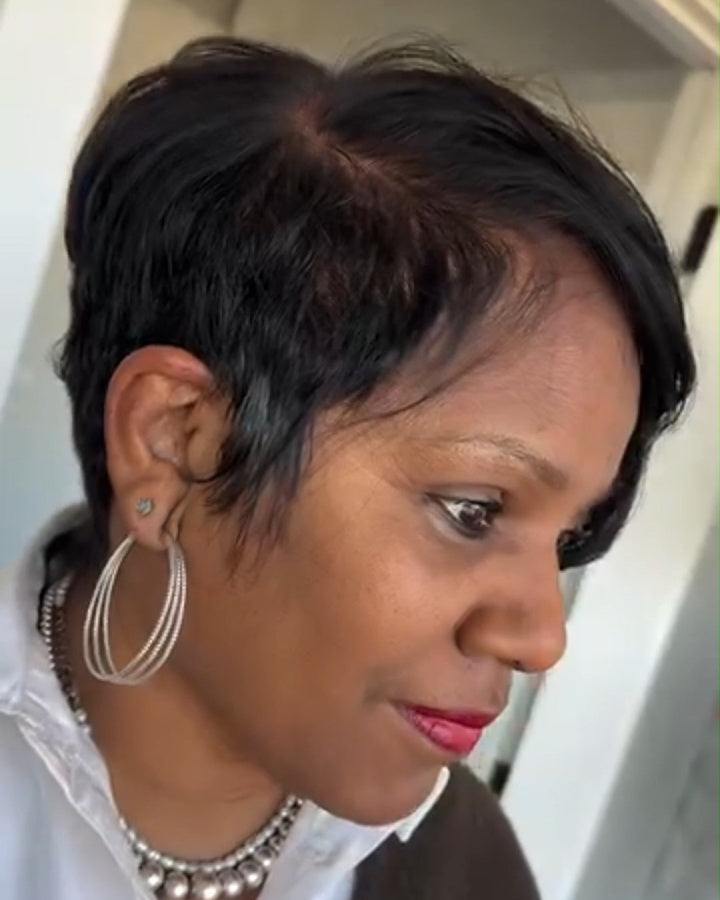 Pixie Cut Long Bangs Lace Front Wig Short Hair