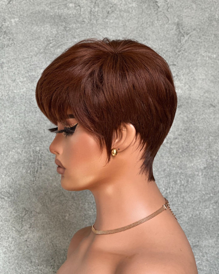 Put On & Go Layered Pixie Cut Human Hair Wig With Bangs