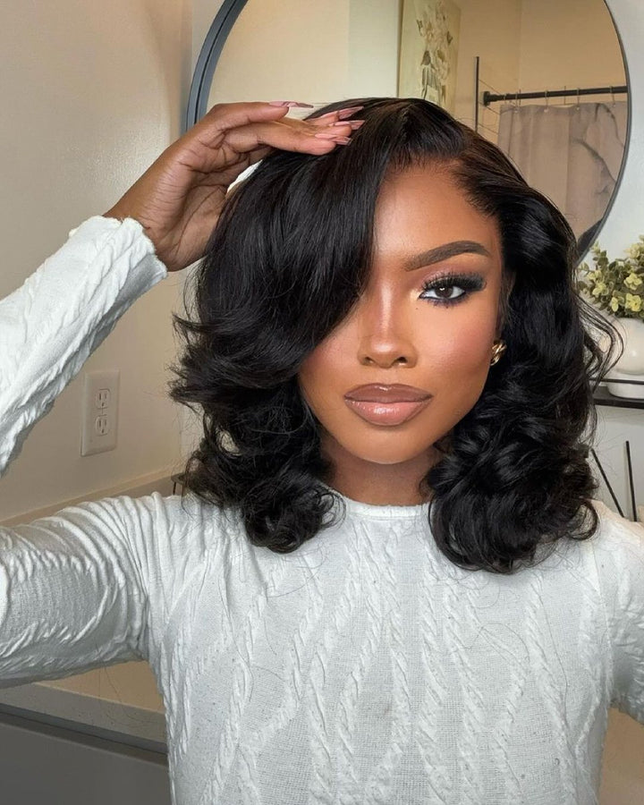 Designer Layered Bob Short Wavy 13x4 Lace Front Wig